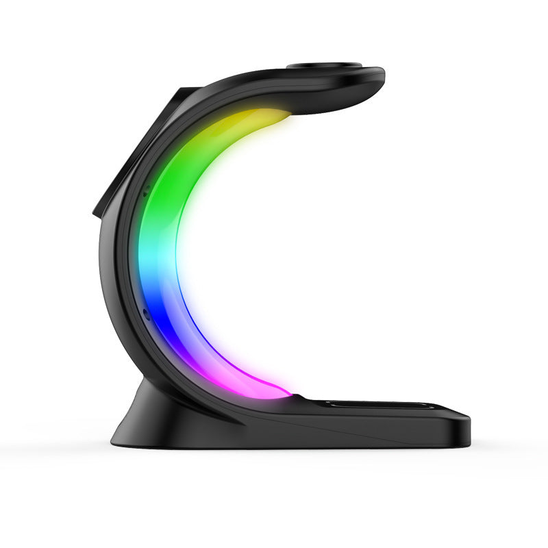 4 In 1 Magnetic Wireless Charger Fast Charging For Smart Phone Atmosphere Light Charging Station For Airpods Pro I-phone Watch - Needify