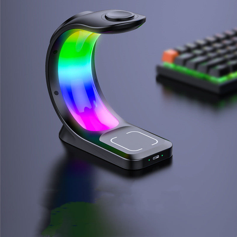 4 In 1 Magnetic Wireless Charger Fast Charging For Smart Phone Atmosphere Light Charging Station For Airpods Pro I-phone Watch - Needify